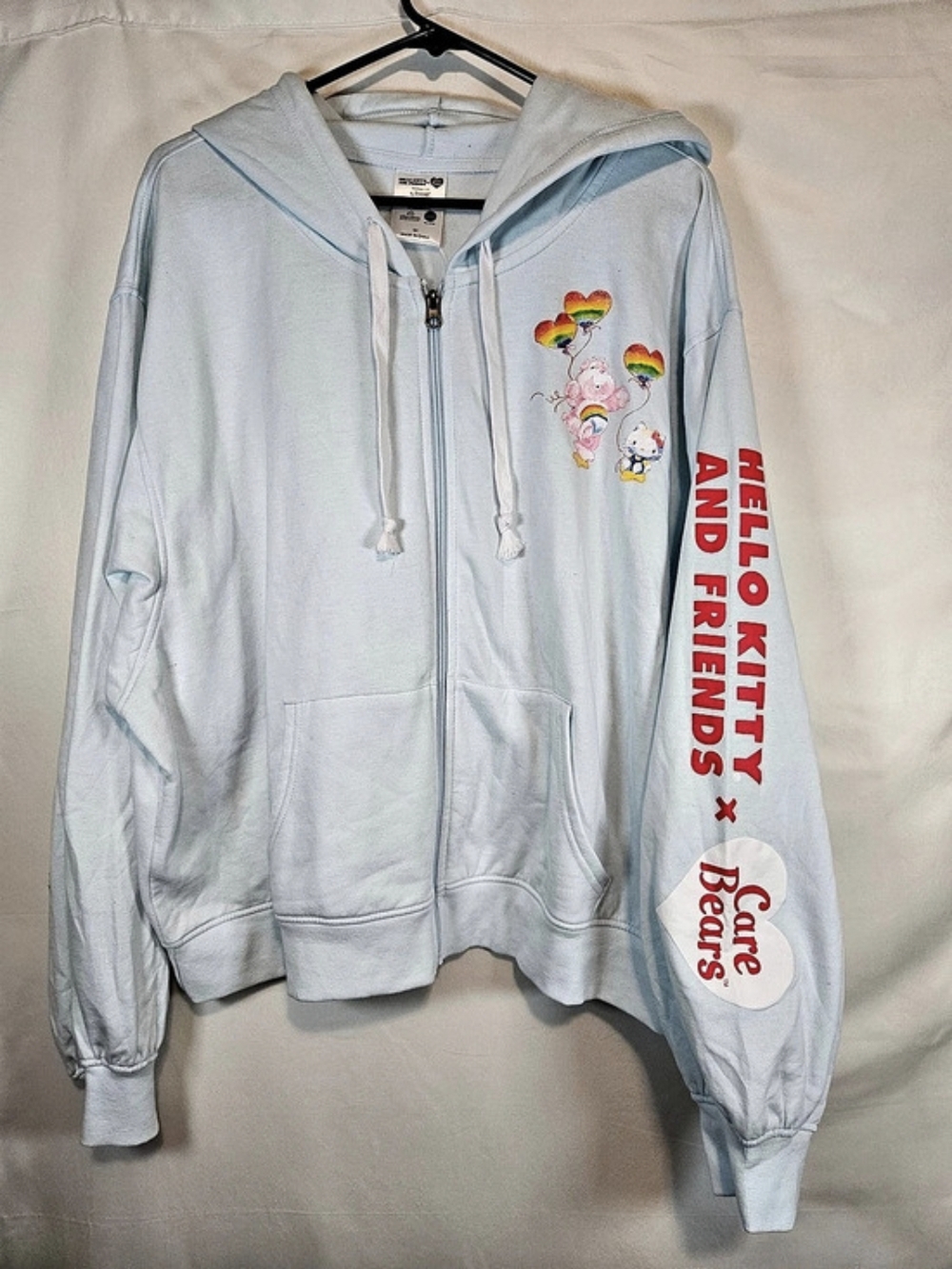 Hello Kitty & Care Bears Graphic Zip Hoodie Light Blue